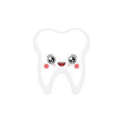 Tooth kawaii Cute cartoon. Funny Teeth. Sweet vector illustration