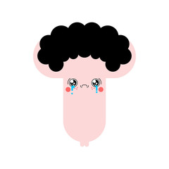 Sad Kawaii Penis Cute cartoon. Sexual impotence Crying