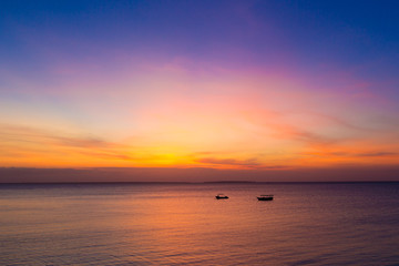 Sunset on ocean in Zanzibar