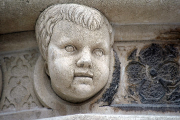 Antique bas-relief architectural detail of the St. James Cathedral, Sibenik, Croatia