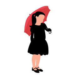 silhouette of a child with a red umbrella
