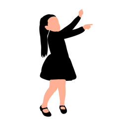 vector on white background silhouette of a little girl rejoices