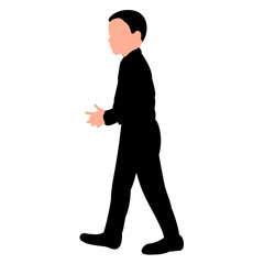 vector, on a white background, the silhouette of a child boy is walking