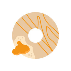 Donut. Delicious donut with jam isolated on a white background. Bakery products. Vector illustration. EPS 10