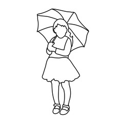 simple lines girl with umbrella
