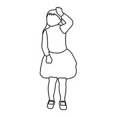  isolated, sketch, simple lines child dancing