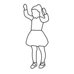 vector, isolated, sketch, simple lines child dancing