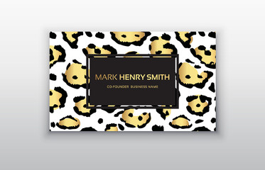 Business card trendy leopard pattern.