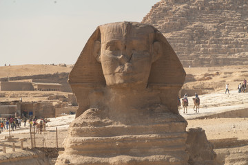 .11/18/2018 Cairo, Egypt, sphinx on the background of the pyramids on a sunny day