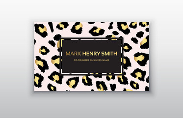 Business card trendy leopard pattern.