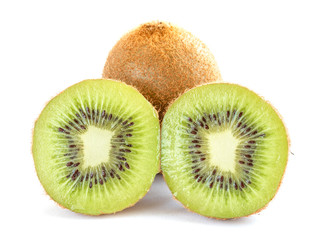 kiwi fruit and half kiwi fruit isolated on white background