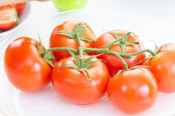 fresh tomato, isolated on white background