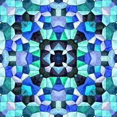 Abstract seamless kaleidoscopic pattern, great background, italian floor background, blue and shadows pattern