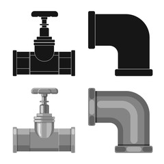 Vector illustration of pipe and tube icon. Set of pipe and pipeline vector icon for stock.
