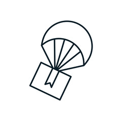 parachute flying with box delivery service