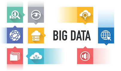 BIG DATA FLAT ICON SET