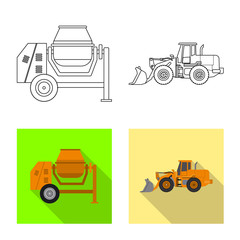 Vector design of build and construction symbol. Collection of build and machinery stock vector illustration.