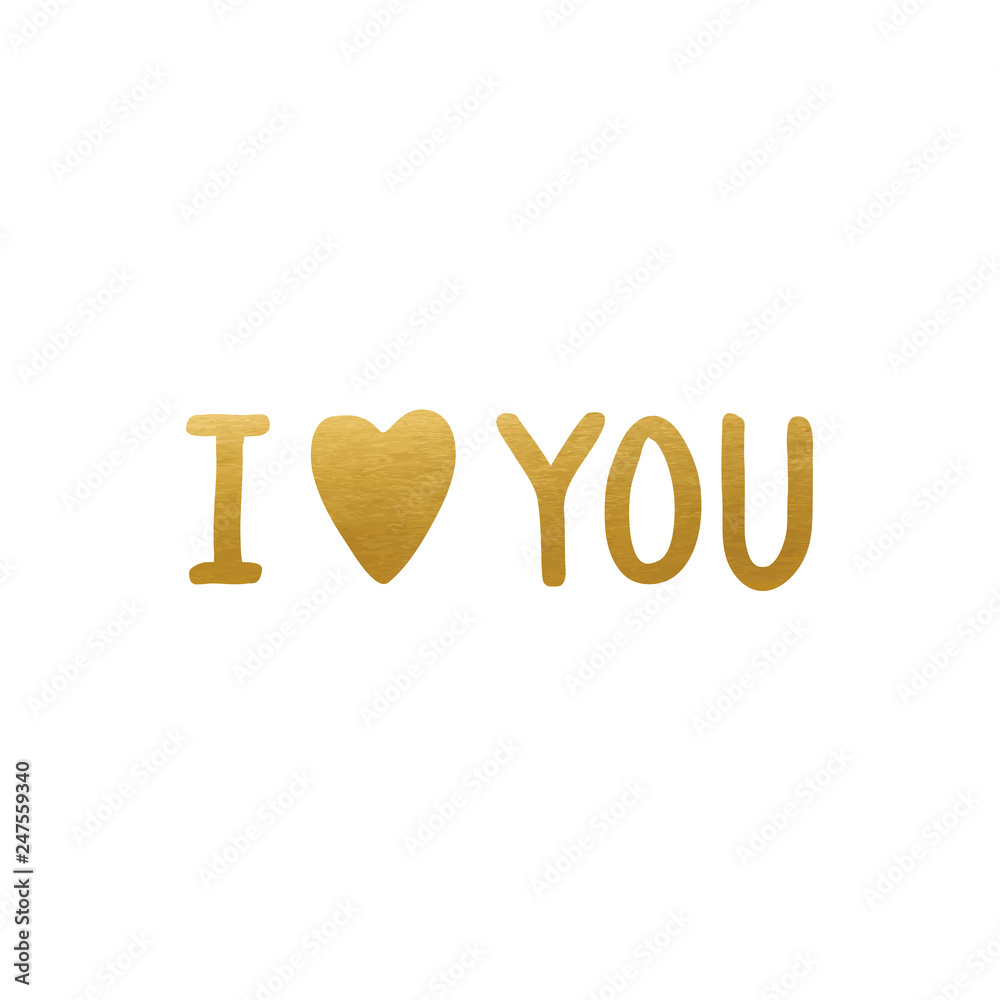 Wall mural golden i love you. unique hand drawn design. vector