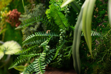 Wall of artificial flowers