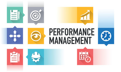 PERFORMANCE MANAGEMENT FLAT ICON SET