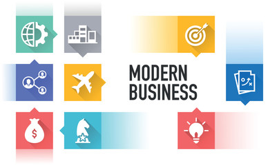 MODERN BUSINESS FLAT ICON SET