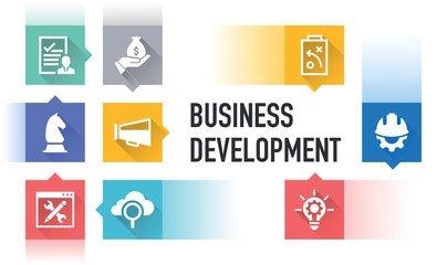 BUSINESS DEVELOPMENT FLAT ICON SET