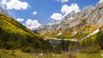 Fototapeta na wymiar mountain lake in a valley high in montenegro mountains