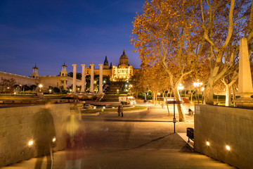 night skies over the catalonian art museum in barcelona