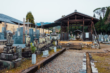 Fototapeta na wymiar Traditional Japanese cemetery in Arashiyama, Kyoto, Japan