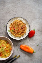Egg Foo Young served with Jasmine rice