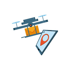 drone flying with envelope and tablet