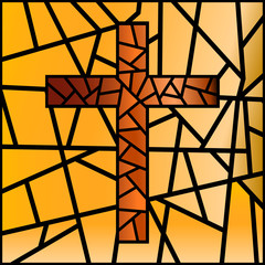 Holy easter. Cross on stained glass. The symbol of the holiday. Religion.