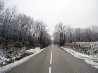 Obraz premium Winter, frost, snow north Croatia, morning