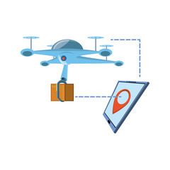drone technology with box carton and tablet