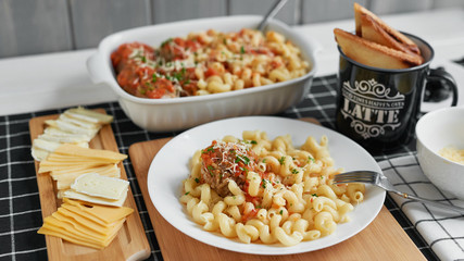 meatballs with pasta and parmesan