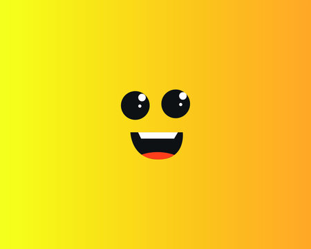 Vector smile cartoon line smiley. Smiley on a yellow background, smiling and laughing.