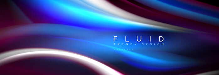 Fluid color neon wave lines background, neon liquid color futuristic paint template