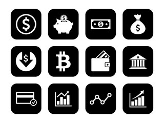 money icon and finance icon set symbol vector