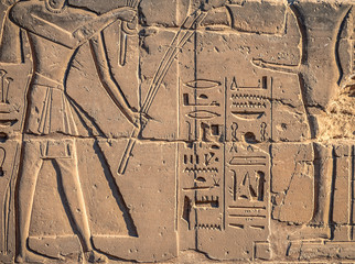 .ancient symbols of ancient Egypt on the walls of tombs in the royal city of Luxor