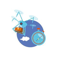 drone technology with box carton and chronometer