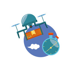 drone technology with box carton and chronometer