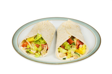 Chicken salad wraps on a plate