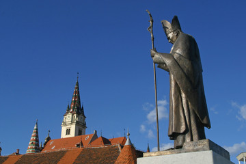 Pope John Paul II statue in Marija Bistrica, Croatia - obrazy, fototapety, plakaty