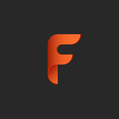 Letter F logo fire symbol paper or plastic material design element fiery orange gradient tech emblem