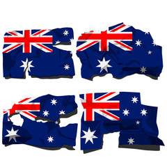 set of four flags, illustration of torn flags, Australia flag