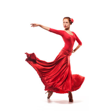 woman dancer wearing red dress