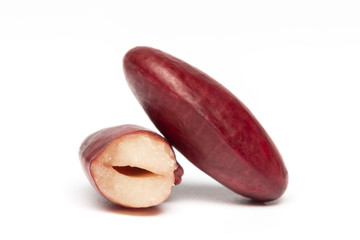Normal red beans And that was dissected inside. isolated on white background.