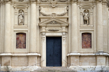 Fototapeta na wymiar Portal of St. Catherine church and Mausoleum of Ferdinand II, Graz, Austria 