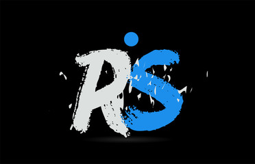 blue white alphabet letter combination RS R S logo design