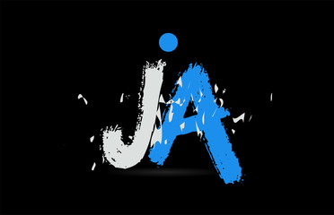Fototapeta premium blue white alphabet letter combination JA J A logo design
